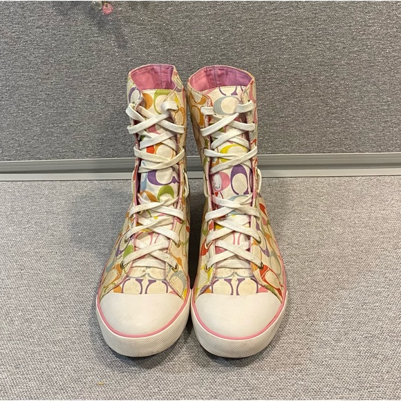Coach Multi Color Signature Hi-Top Sneakers Sz10 - Picture 11 of 11